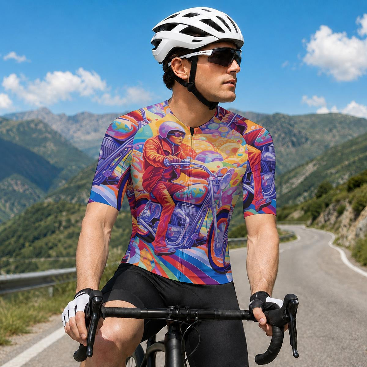 aop Men's Short-Sleeve Cycling Jersey With Black Zipper|Bonded Seam