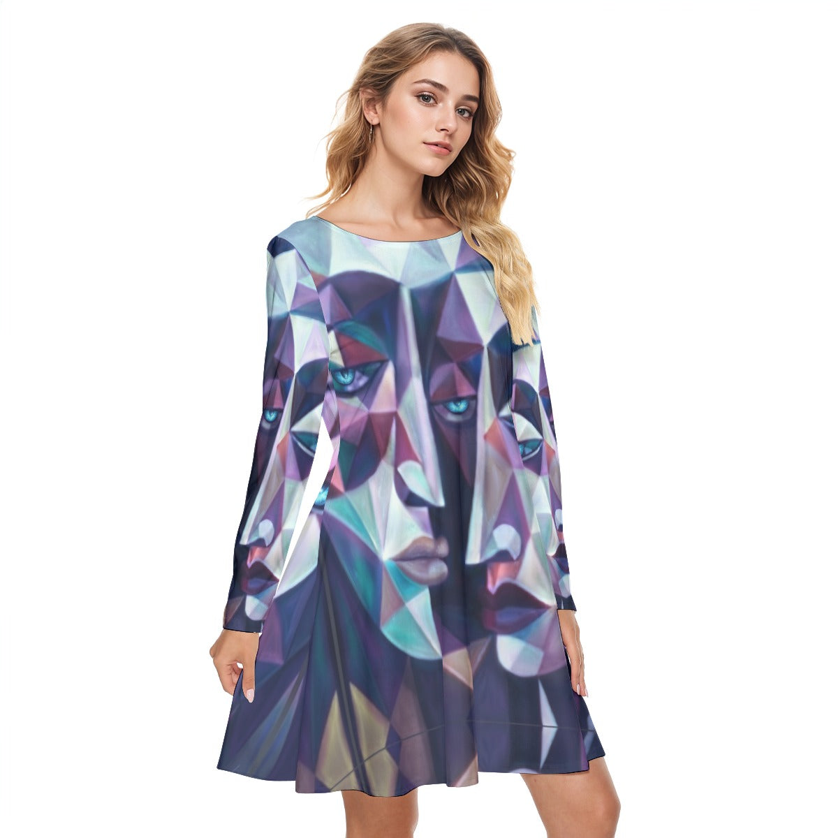 All-Over Print Women's Round Neck Dress|190GSM Cotton