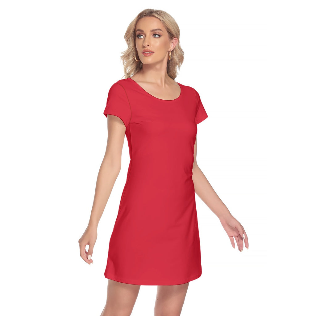 All-Over Print Women's Short Sleeve O-neck Dress