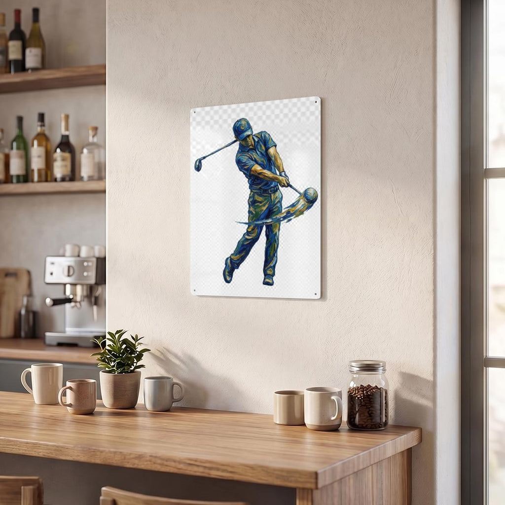 Golfer's Thickened Rectangular Iron Wall Painting Printed in Canada