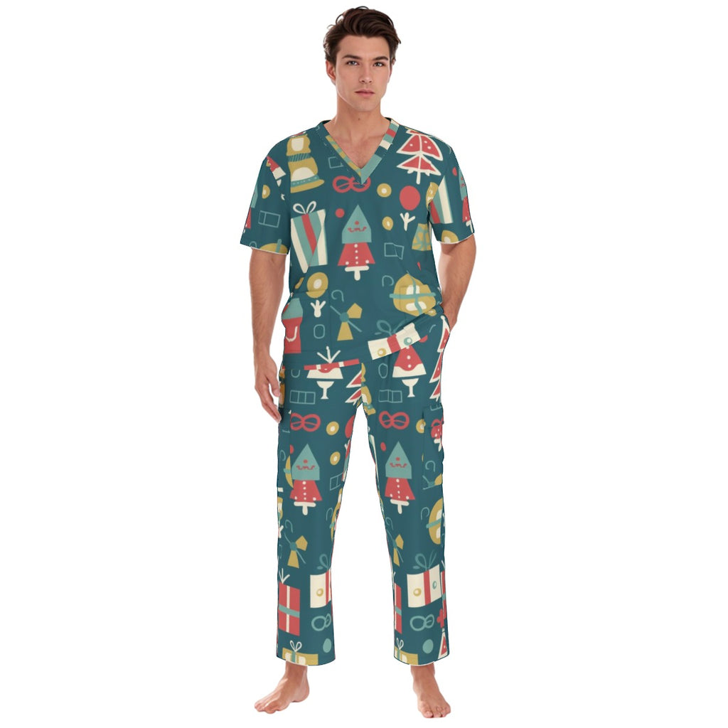 All-Over Print Unisex Scrub Set With Six Pocket