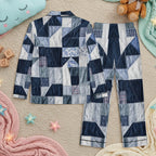 All-Over Print Children's Satin Pajama Set With Long Sleeve
