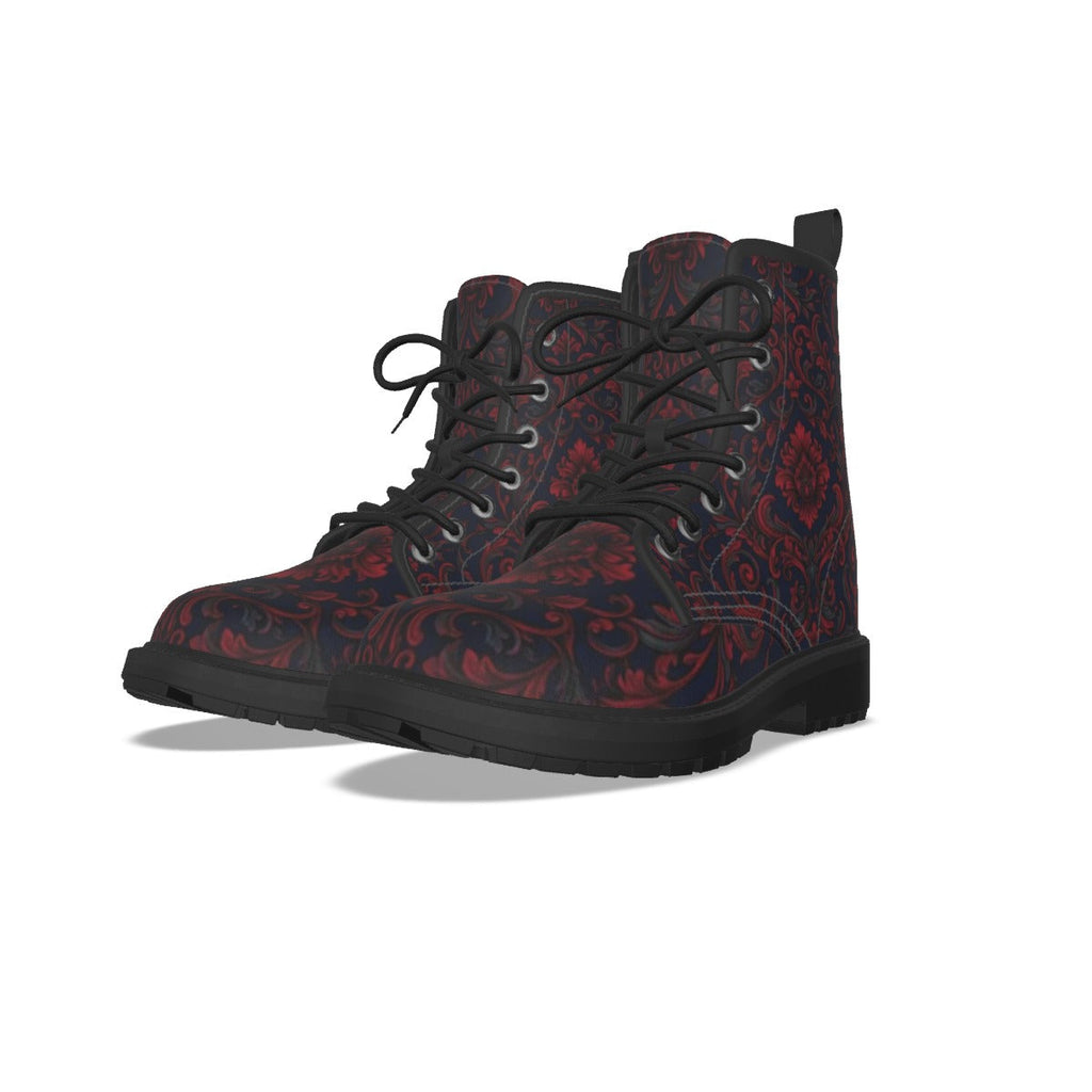 All-Over Print Women's Martin Short Boots With Black Bottom