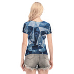 All-Over Print Women's Short Sleeve Mesh Blouse