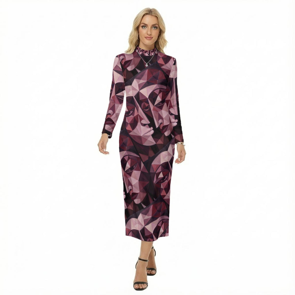 Robe hanche pour femme à imprimé intégral avec fermeture éclair noire
