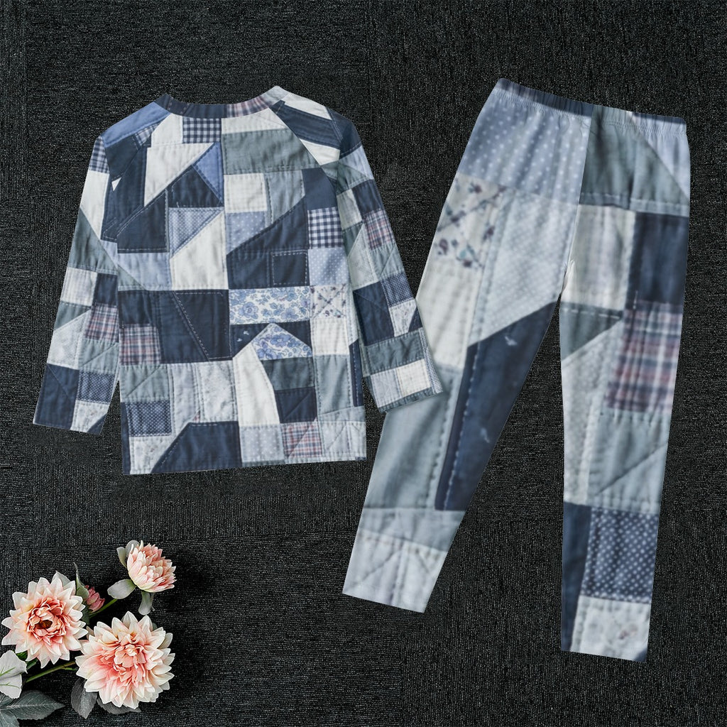 All-Over Print Kid's Raglan Sleeve Pajamas With Wide Ankles