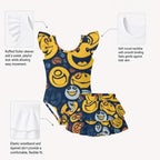 All-Over Print Girls' Ruffle Layered Swim Set