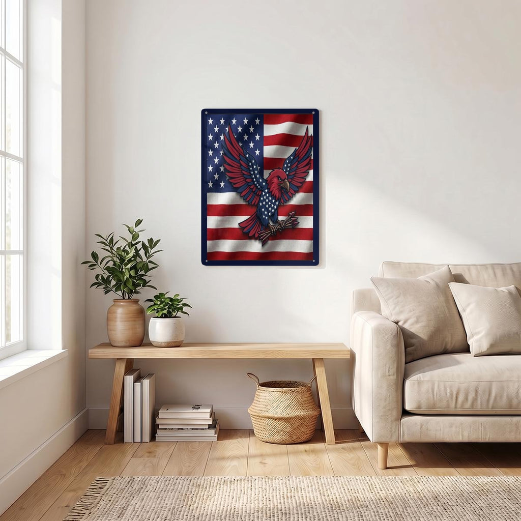 American Eagle Thickened Rectangular Iron Wall Painting Printed in Canada