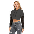 All-Over Print Women's Fake Two-piece Mesh Sleeve Cropped Hoodie