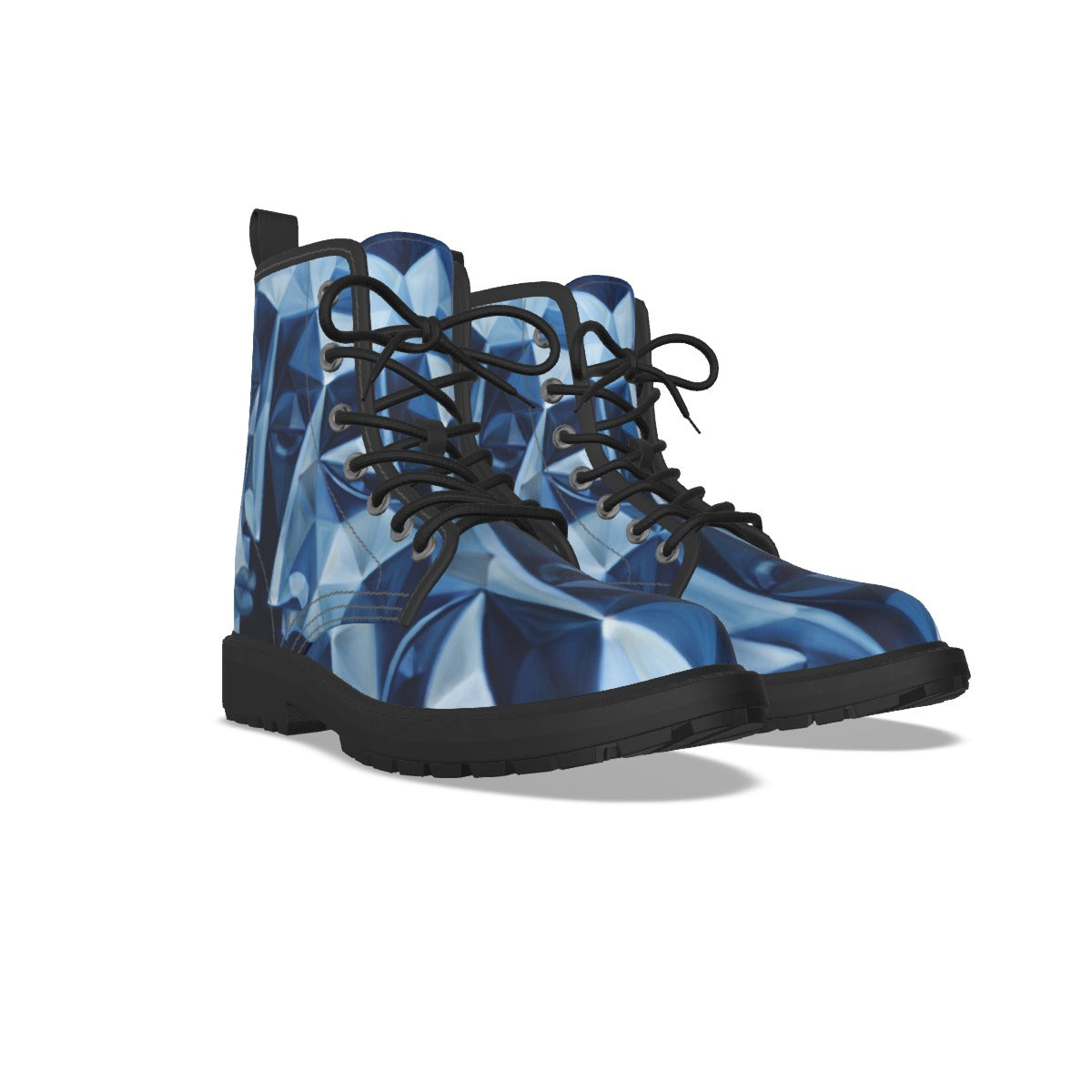 All-Over Print Women's Martin Short Boots With Black Bottom