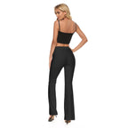 Pantaloni a zampa da donna super elasticizzati con stampa all-over