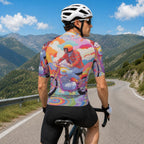 aop Maglia da ciclismo a maniche corte da uomo con cerniera nera|Cuciture termosaldate