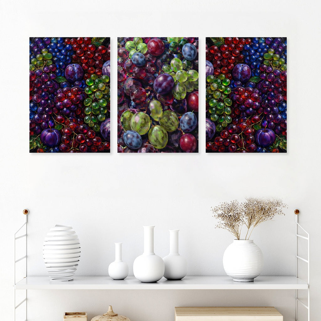 Bare Good Fruit Collection Framed Three-Piece Mural Printed in USA 2:3