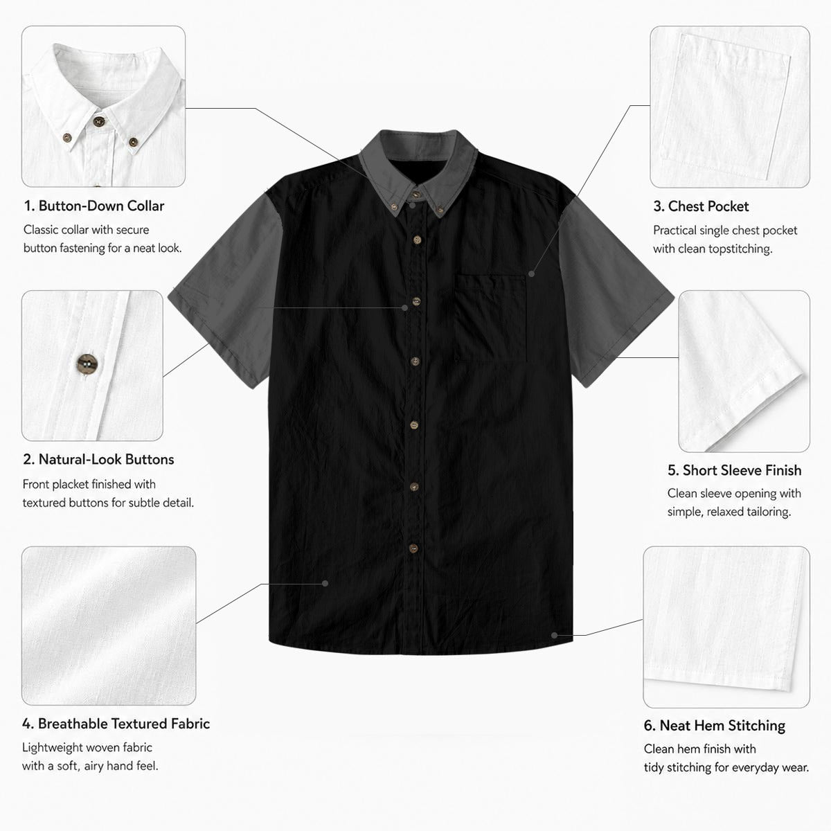 All-Over Print Men's Breathable Shirt|140GSM Slub Cotton