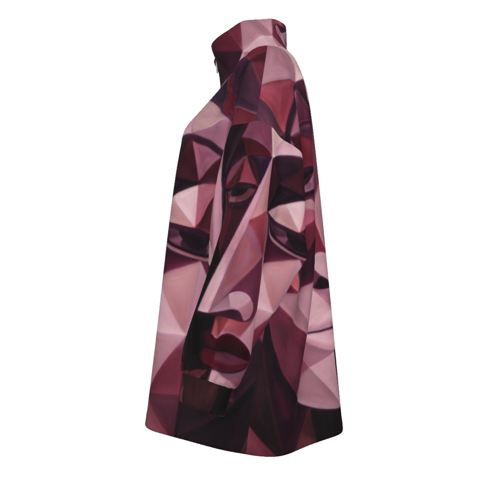COAT OF MANY COLORS COLLECTION All-Over Print Unisex Borg Fleece Coat With Zipper Closure(Plus Size)