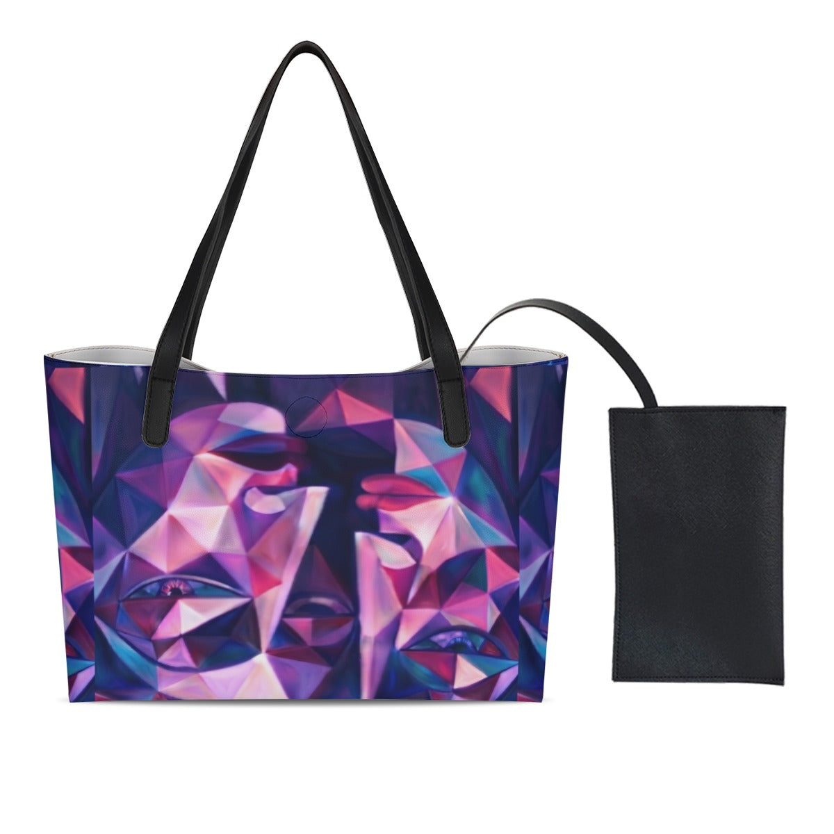 Shopping Tote Bag With Black Mini Purse