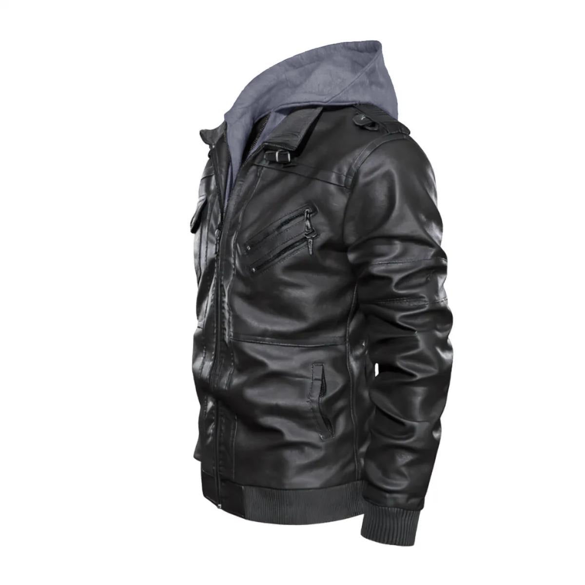 Men's Zip Leather Jacket |DTF