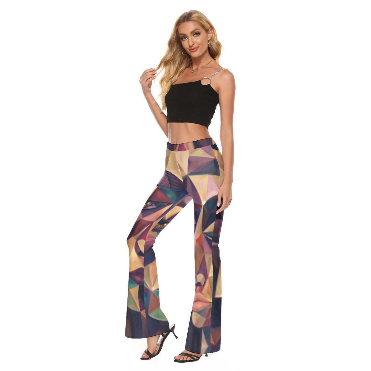 All-Over Print Women's High Elastic Flare Pants
