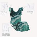 All-Over Print Girls' Ruffle Layered Swim Set