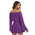 All-Over Print Women's Off-shoulder Top And Skirt Set