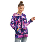 All-Over Print Women's Side Split O-neck Sweatshirt