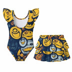 All-Over Print Girls' Ruffle Layered Swim Set