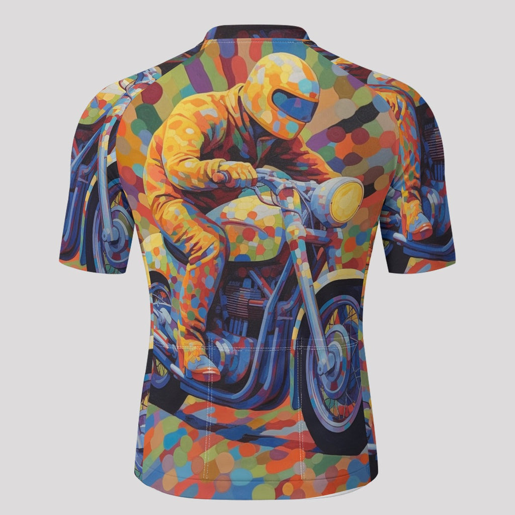 aop Men's Short-Sleeve Cycling Jersey With Black Zipper|Bonded Seam