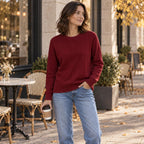 Unisex Soft Wool-Blend Crewneck Knit Sweater|Embroidery