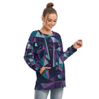 All-Over Print Women's Side Split O-neck Sweatshirt