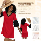 All-Over Print Women's Stacked Ruffle Sleeve Dress