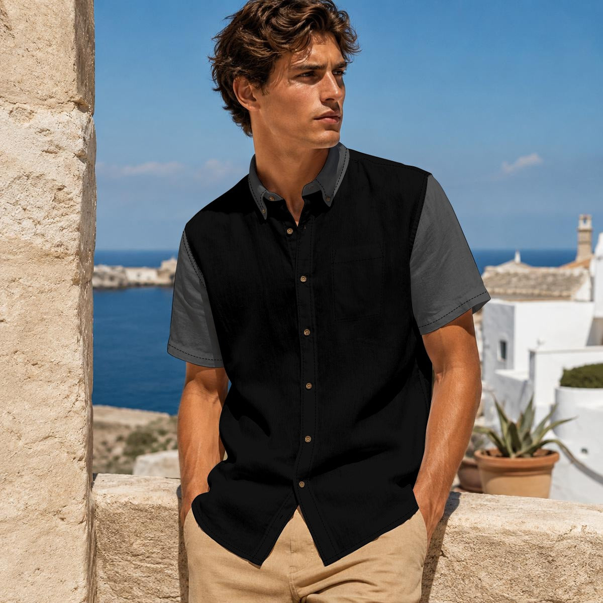 All-Over Print Men's Breathable Shirt|140GSM Slub Cotton