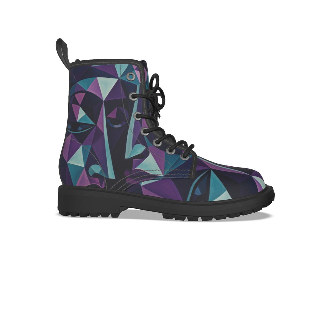 All-Over Print Women's Martin Short Boots With Black Bottom