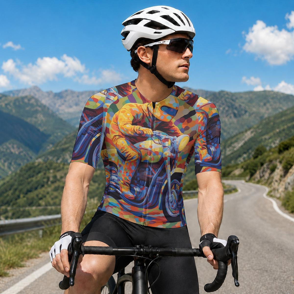aop Men's Short-Sleeve Cycling Jersey With Black Zipper|Bonded Seam