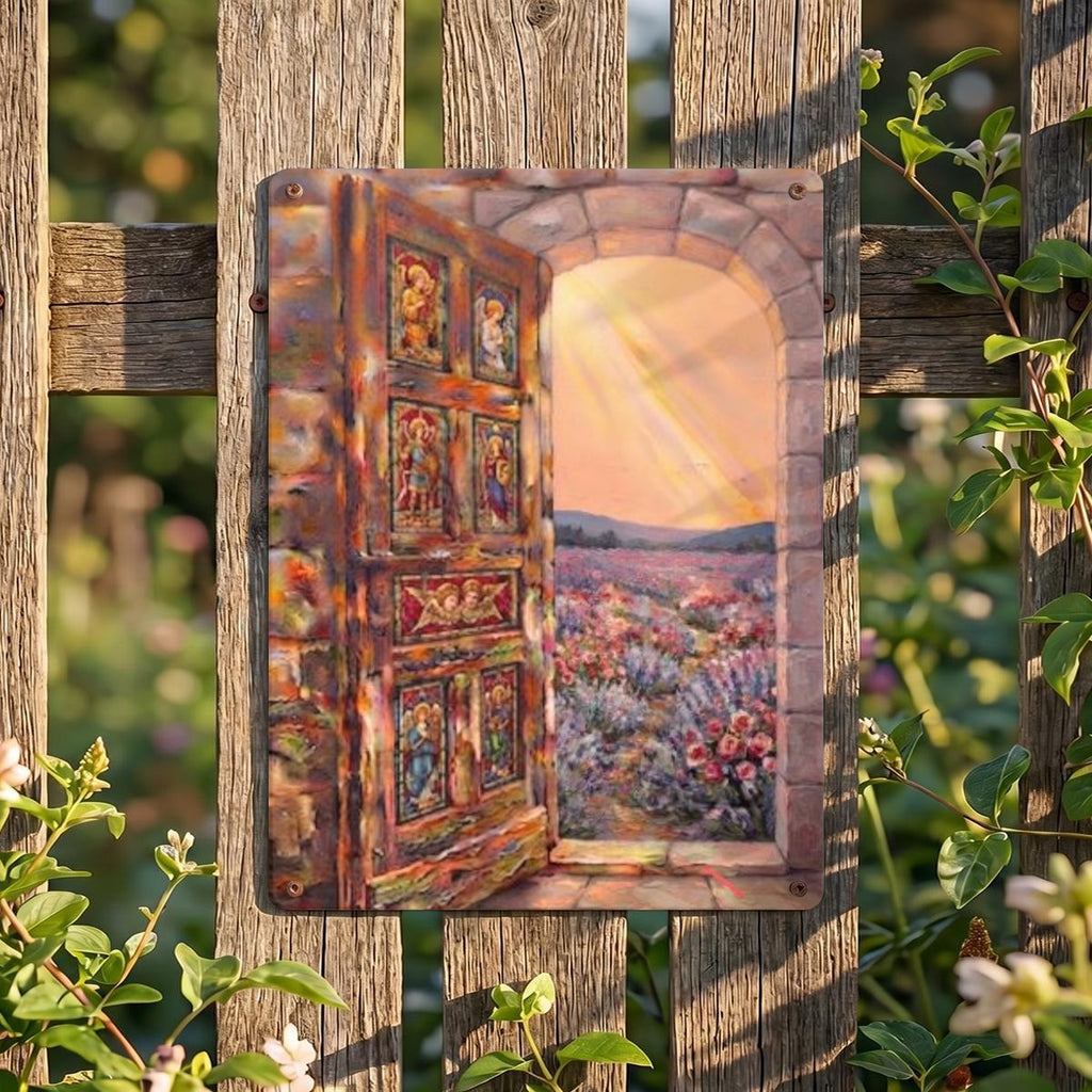 Light Through An Open Door Thickened Rectangular Iron Wall Painting Printed in Canada