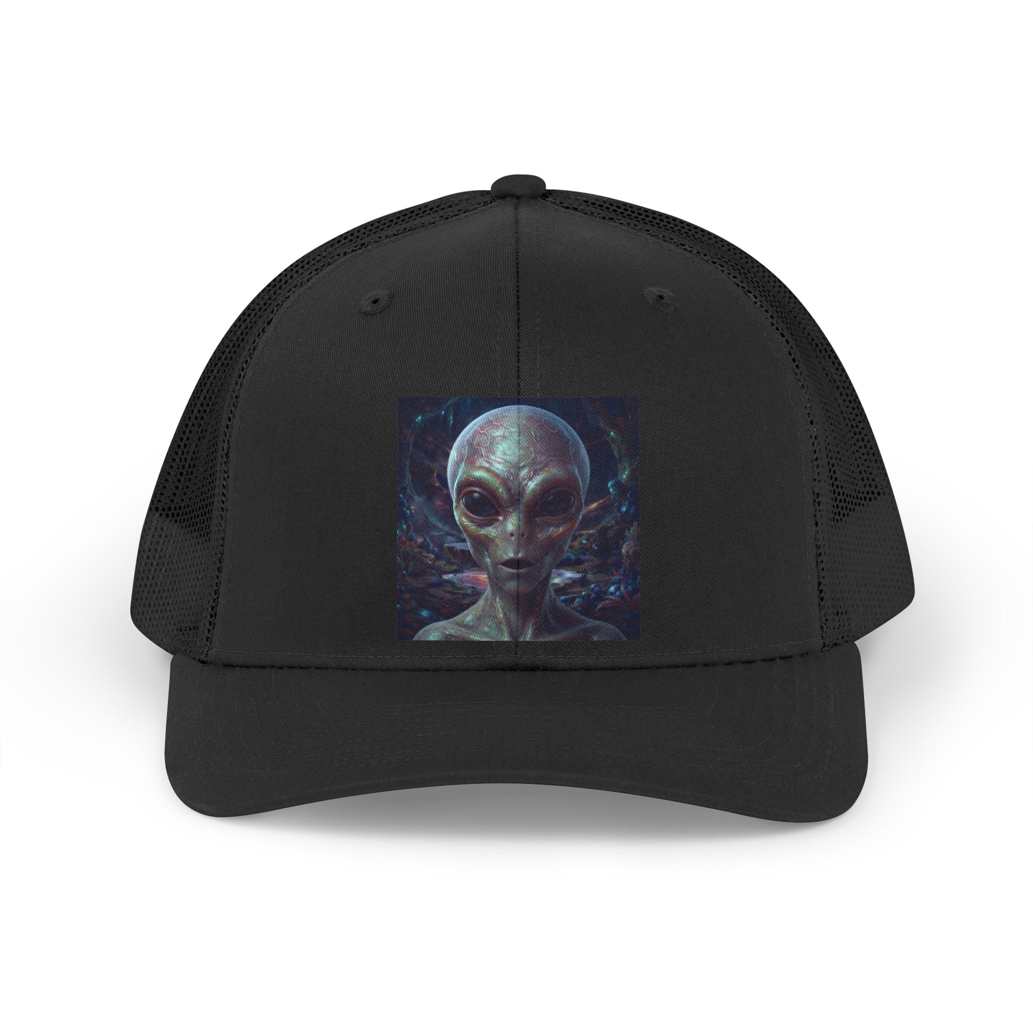 Alien Portrait baseball  cap UFO  Hat — Retro Sci‑Fi Mesh Cap