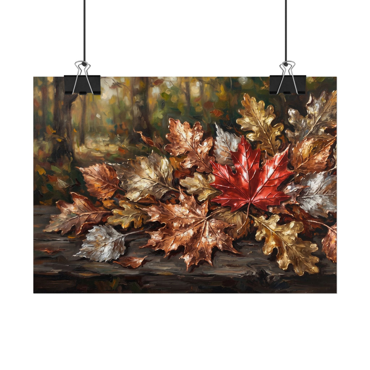 Autumn Leaves Rolled Poster — Rustic Fall Foliage Wall Art