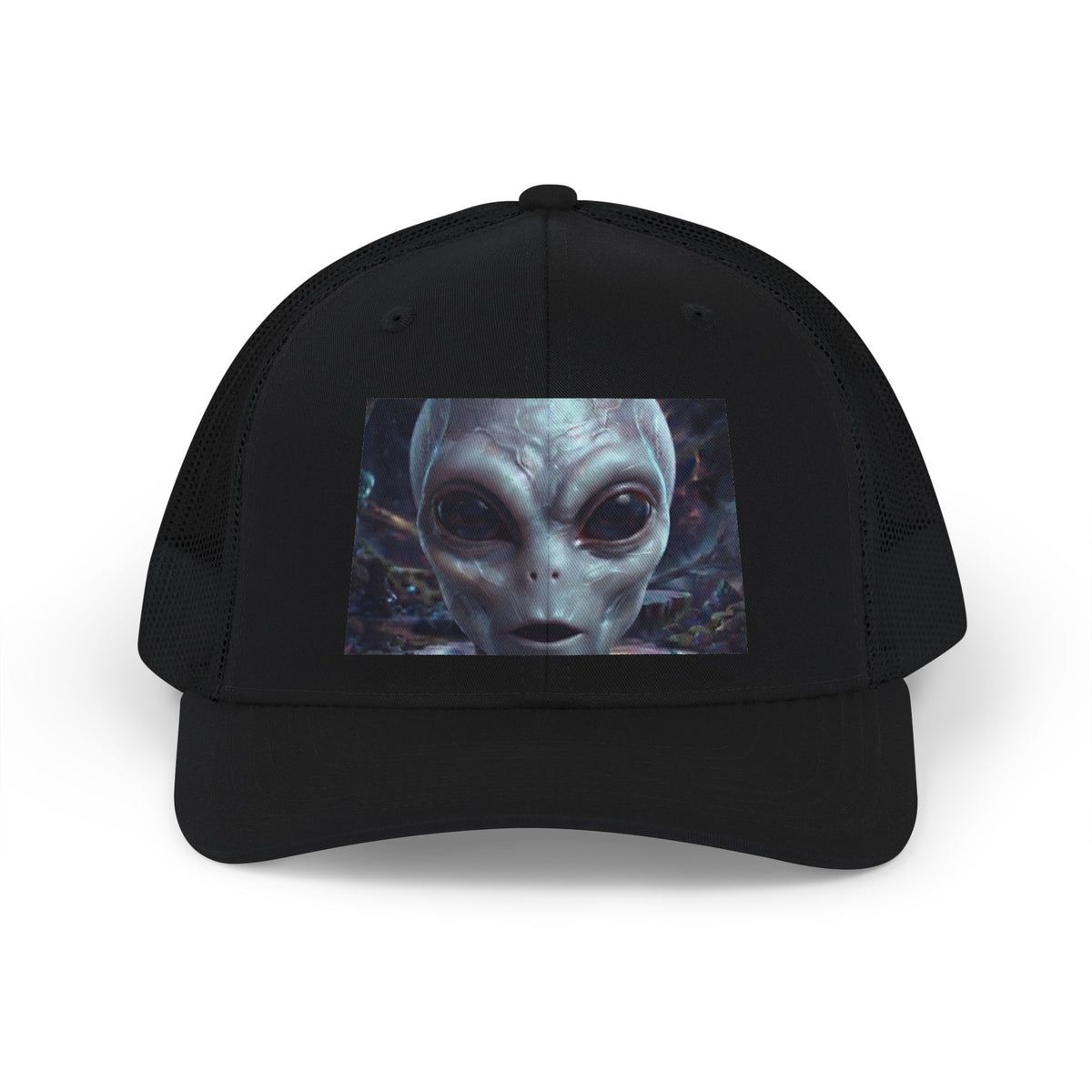 Alien Face Snapback Trucker Cap — Sci‑Fi Extraterrestrial Graphic Hat