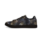 Men's low-top sneakers with swirl leather design, casual Printify shoes for everyday wear showing the stylish footwear.