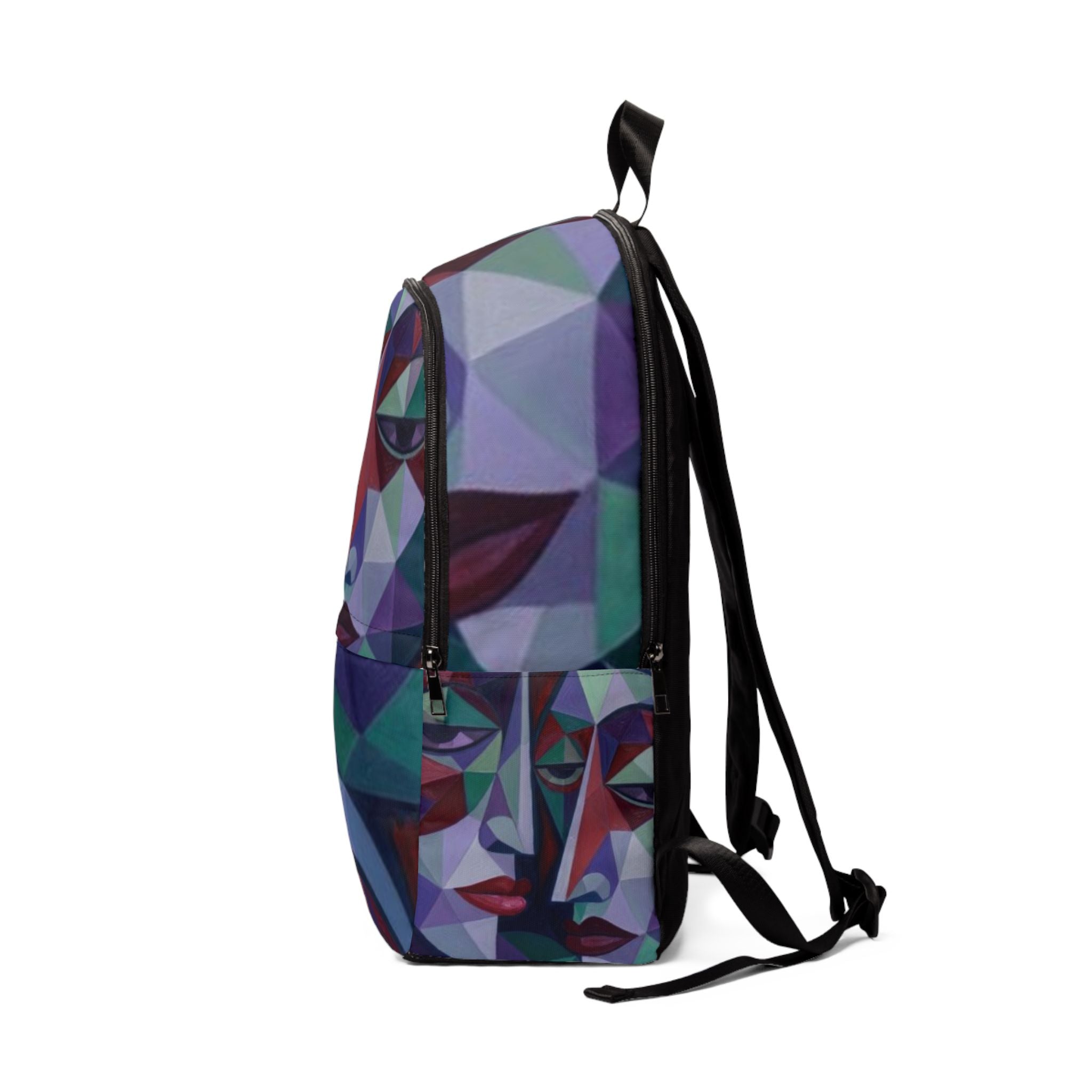 Geometric Abstract Face Backpack – Colorful Cubist Art School Bag