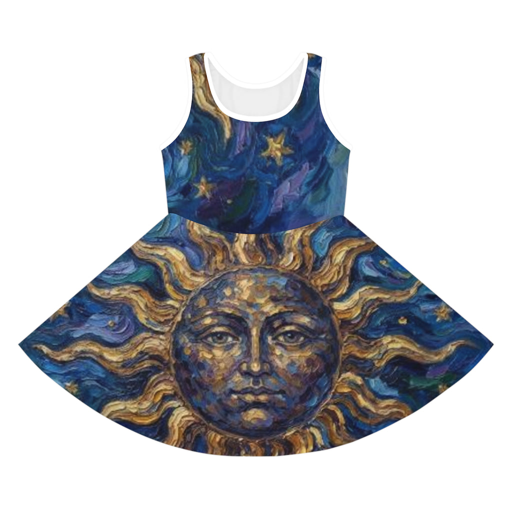 Sun & Stars Girls' Sundress — Celestial Moon - "No More Stolen Sisters!" #mmiwg Collection