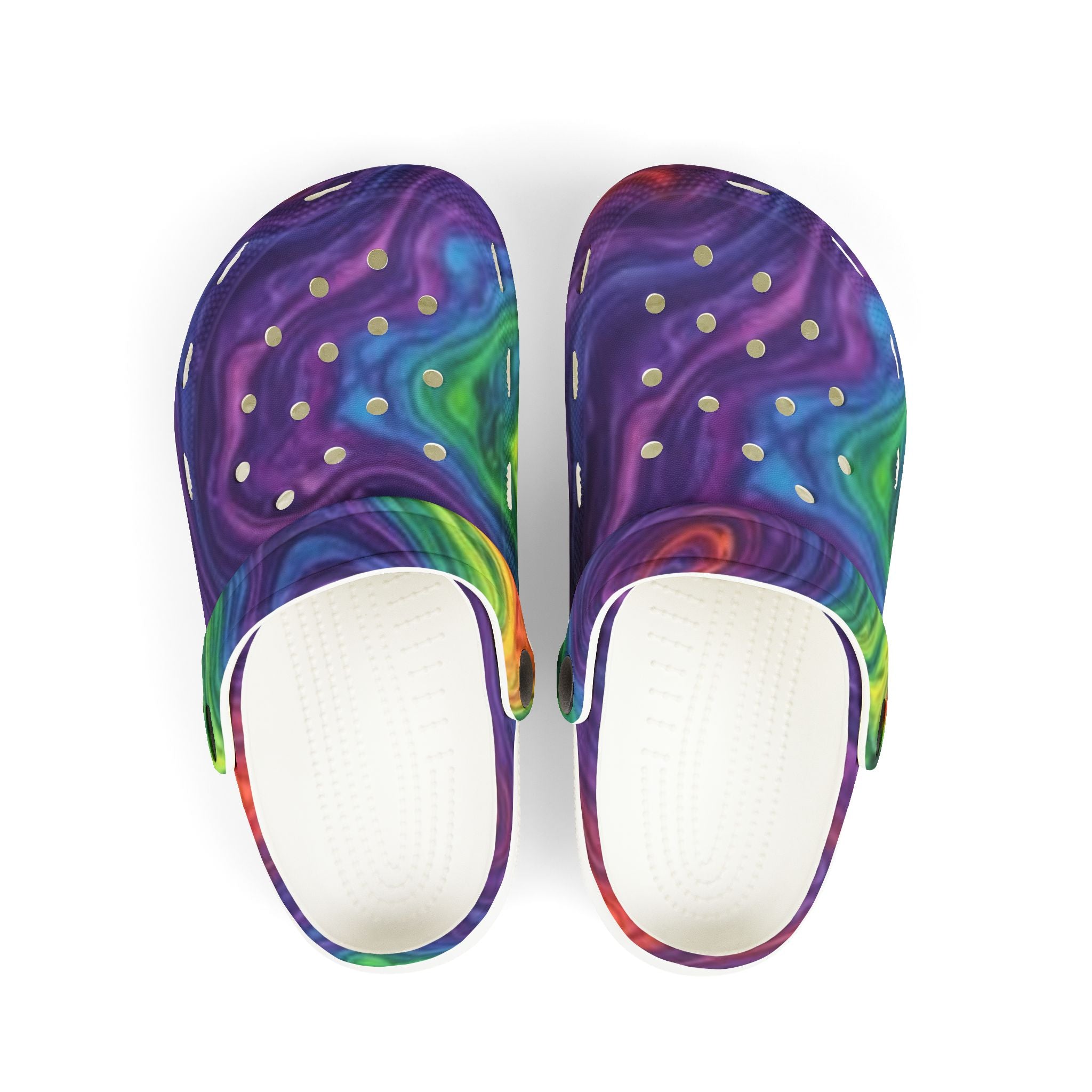Kids Rainbow Swirl Foam Clogs — Colorful Tie-Dye EVA Slip-Ons