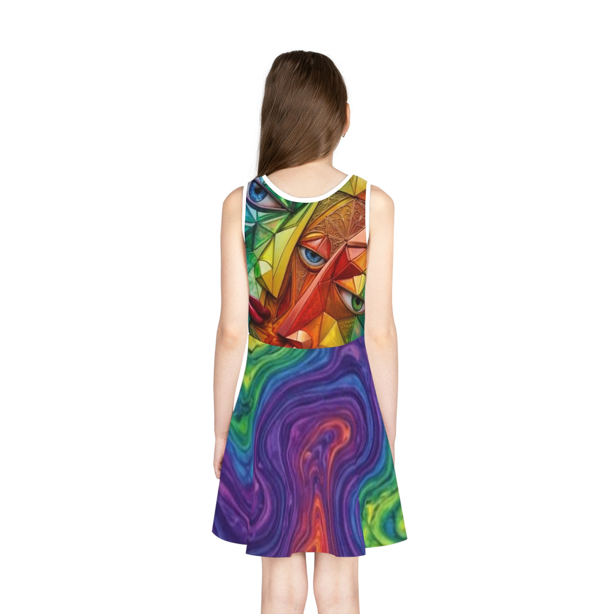 Girls' Rainbow Swirl Sundress — Colorful Abstract Dress - "No More Stolen Sisters!" #mmiwg Collection