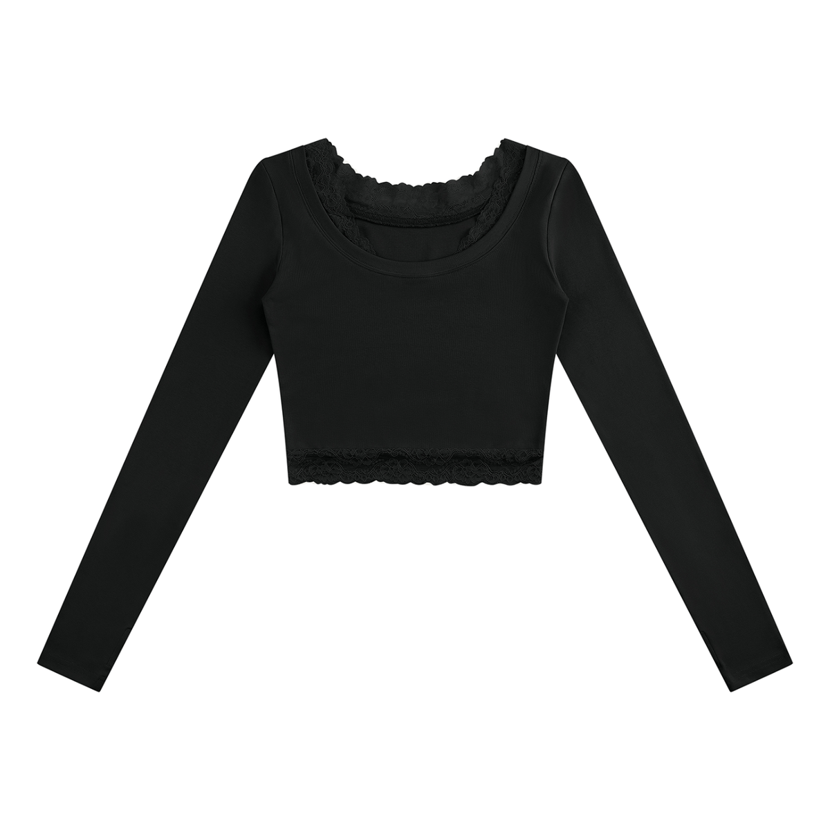 T-shirt da donna a maniche lunghe con finiture in pizzo