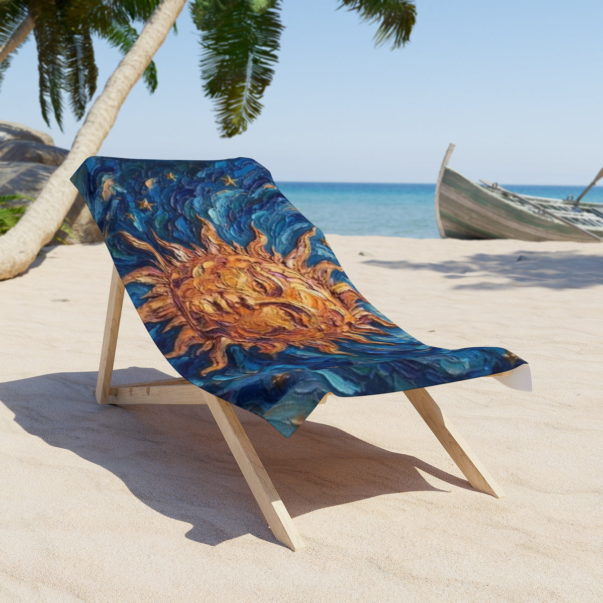 Sun and Stars Beach Towel — Vibrant Celestial Sun Design