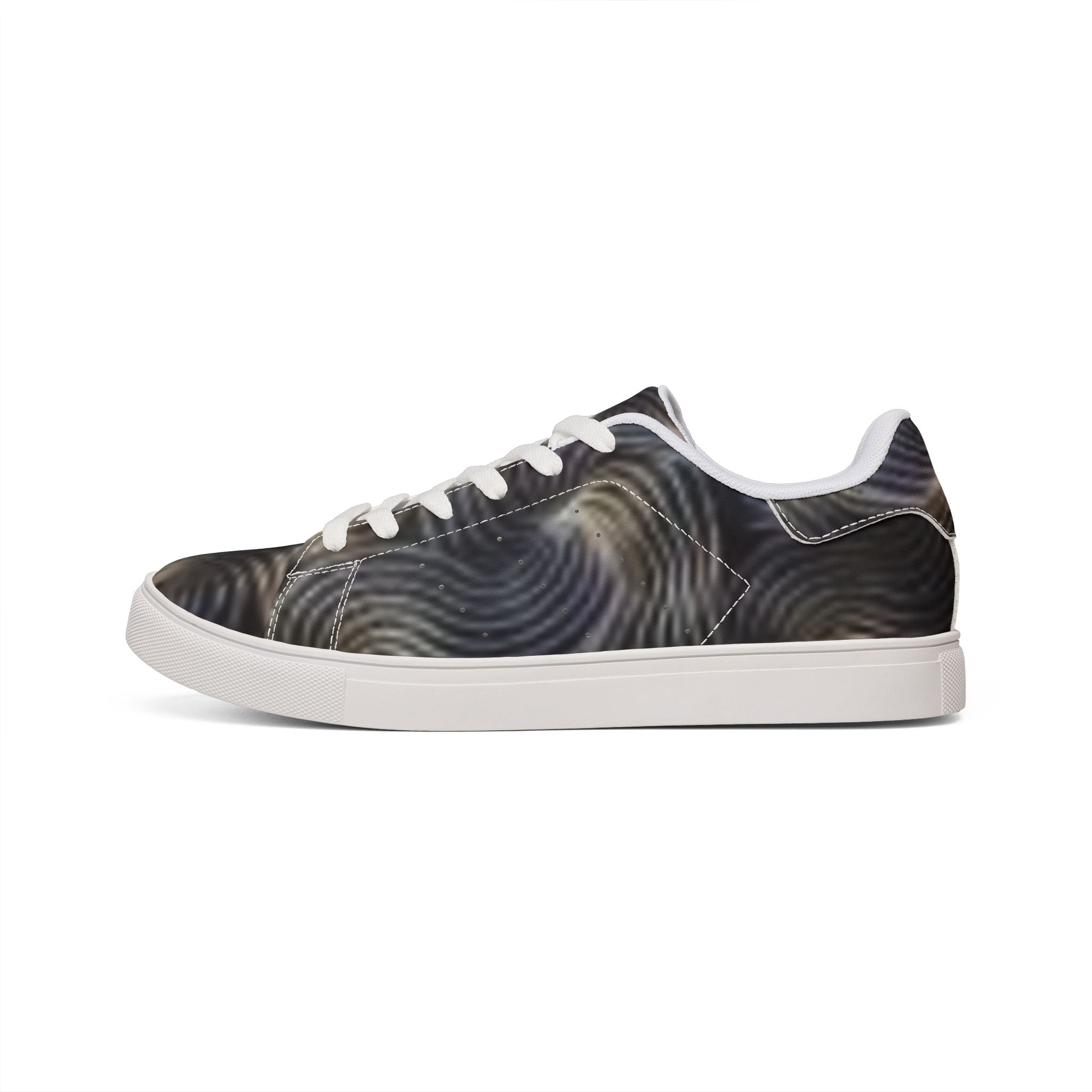 Low-Top Sneakers — Abstract Swirl Leather Design