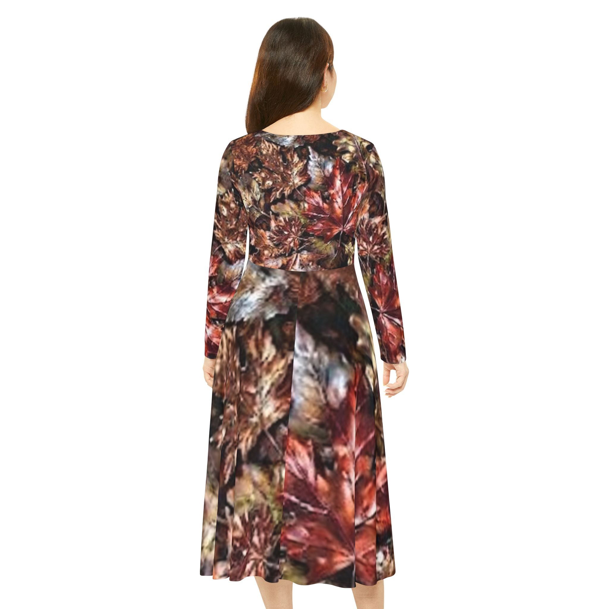 Autumn Leaves Long Sleeve Fall Colours Dress - "No More Stolen Sisters!" #mmiwg Collection