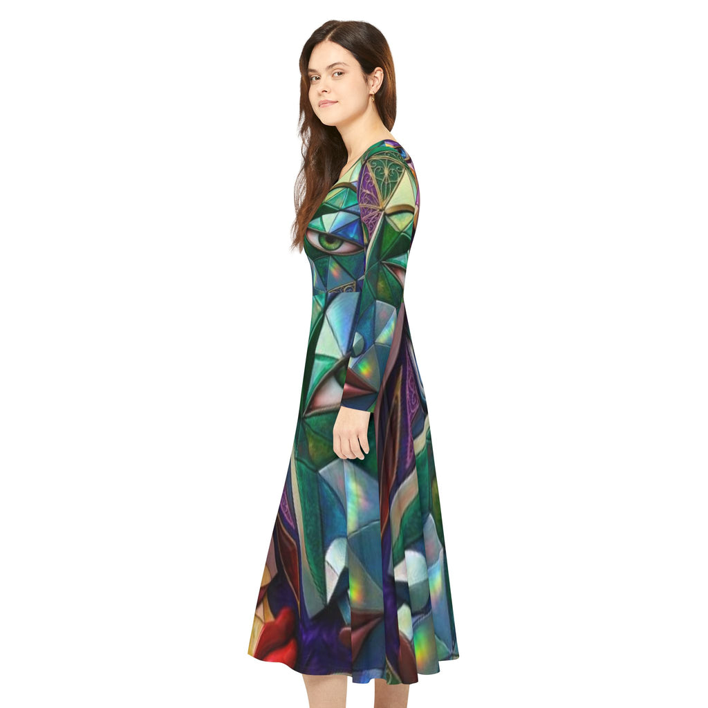Robe de danse à manches longues et motifs cubistes