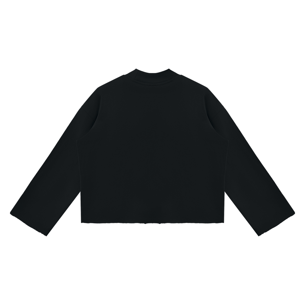 Felpa unisex boxy con collo alto e bordo grezzo