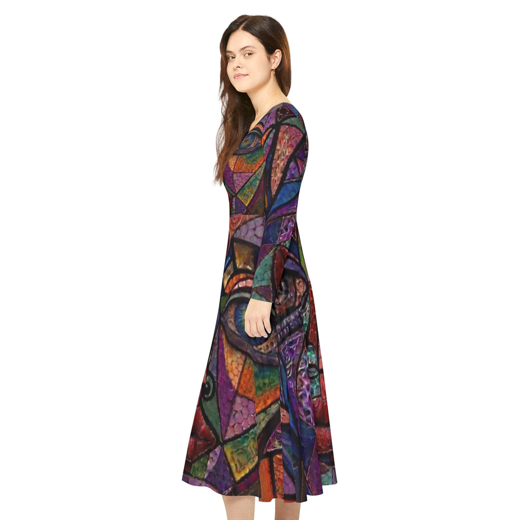 Colorful Abstract | Long Sleeve Dance Dress |  "No More Stolen Sisters" Series #mmiwg