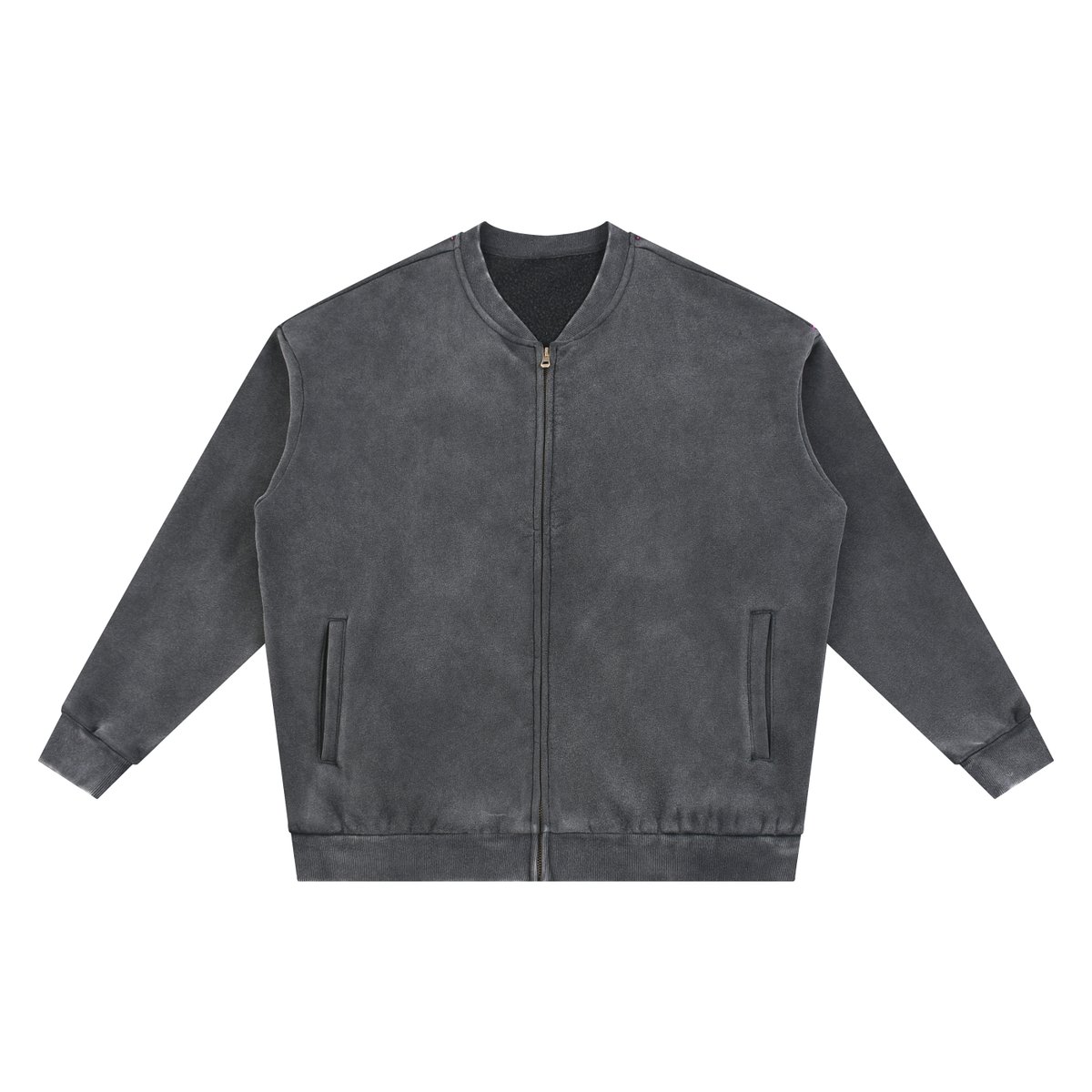 Vintage Washed Fleece Baseball Jacket